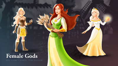 Female RPG Game Characters character design female game goddess goddesses gods illustration medieval rpg women