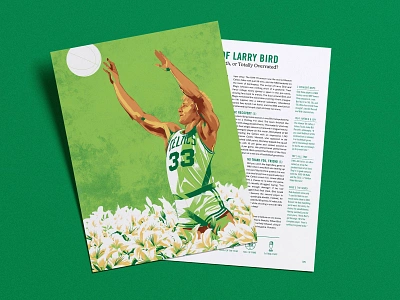 Baseline Review "The Legend of Larry Bird" Screenprinted Story baseline review boston dalton reid editorial giclee graphic design illustration lakers larry bird larry legend nba nba history publication design typography