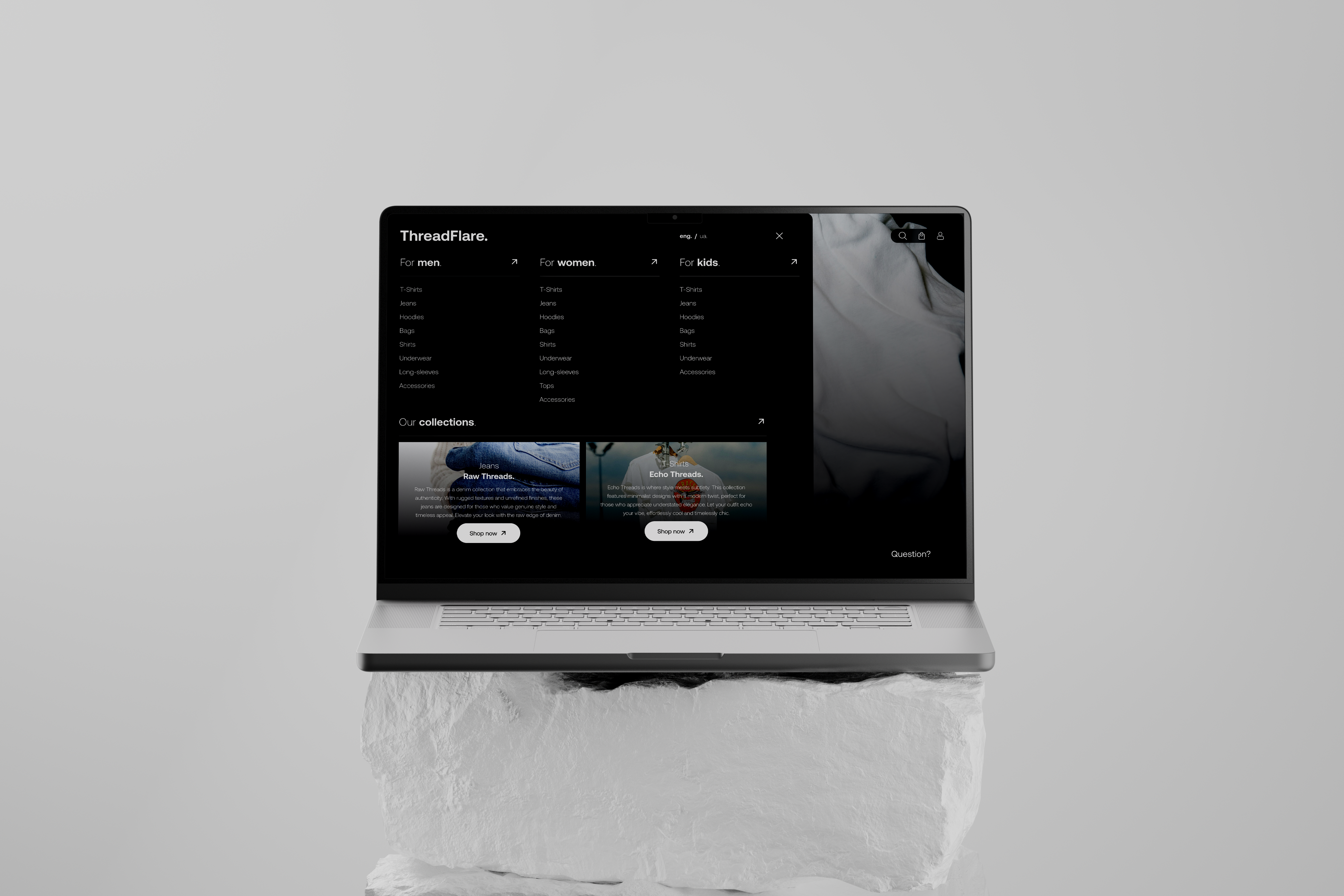 ThreadFlare. Online shop. 2024 branding card clean design clothes crm logo online shop shopping trending uiux web