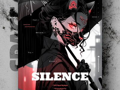 SILENCE 🤫 ai branding cat daliy design illustration poster print