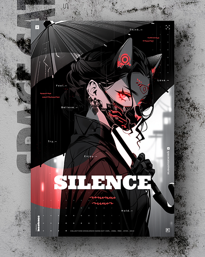 SILENCE 🤫 ai branding cat daliy design illustration poster print