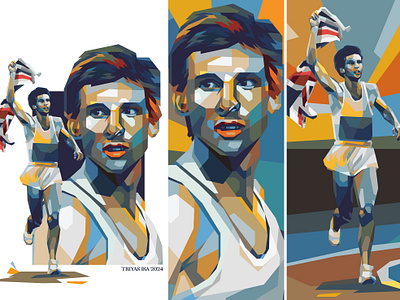 Sebastian Coe athlete colorful design illustration legendary portrait portrait illustration poster design run running sport player sport poster sports vector vectorart