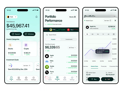 Crypto & Other Asset Classes Investment Mobile App Concept animation clouds crypto dazeign design green investment logo mobile app motion graphics oguz sajon trade ui web3