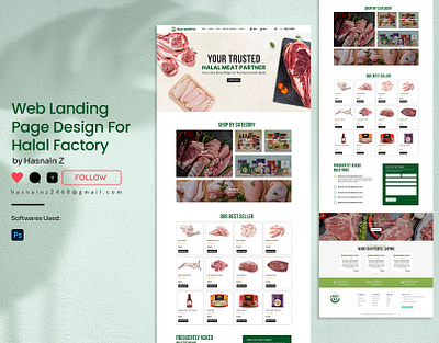 Landing Page Design (Meat & Halal Food) app branding design graphic design home page illustration landing page logo meat product ui uiux ux vector web website website design website layout website mockup website ui