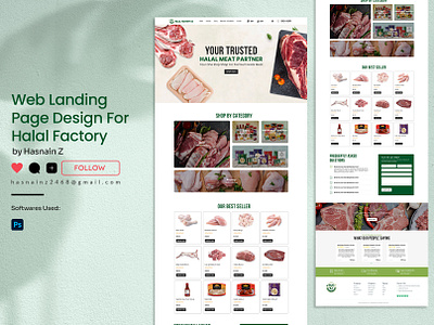 Landing Page Design (Meat & Halal Food) app branding design graphic design home page illustration landing page logo meat product ui uiux ux vector web website website design website layout website mockup website ui