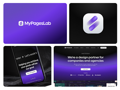 MyPagesLab Agency Brand Identity agency agency website brand branding dark dark mode design figma landing page logo modern purple rebranding saas tech ui ux uxui violet website