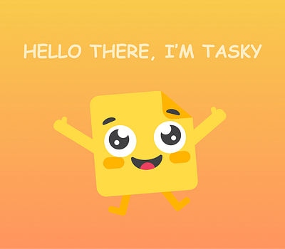 Meet Tasky: Your New Productivity Buddy! 📝😃 3d animation color design figma graphic design illustration mascot ui uidesign