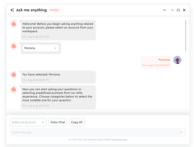 Improving the ‘Ask Me Anything’ (AMA) Feature for Update AI ai analysis design experience figma investigation research startup ui user userflow users ux