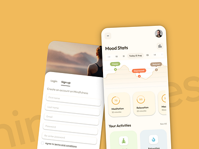 Mindfulness Mobile App animation branding graphic design logo mindfullness minimal design ui ui design ux design