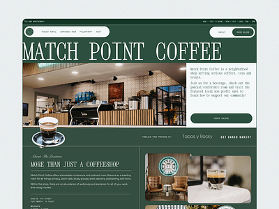 Match Point Coffee - Web americana brand branding coffee coffeeshop design development fort worth graphic design green illustration logo match point taco tea tennis ui ux vector web