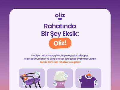 Oliz: Something's Missing in Your Comfort arcelik branding design furniture graphic design il illustration mailing ui