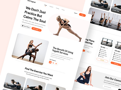 Yoga Landing page branding clean design desktop hero section homepage landing page layout photography raqibrb responsive typography ui ux website whitespace yoga