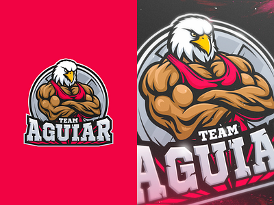 Team Aguiar bodybuilding brand eagle illustration logo mascot muscle strong training