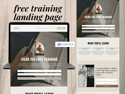 Free training landing page for Kartra kartra kartra funnel kartra membership template kartra sales page kartra templates kartra website online courses sales page web design website template