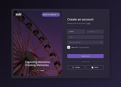 Login & Sign up - Dark Mode | UI/UX Design dark mode figma login modern signup ui