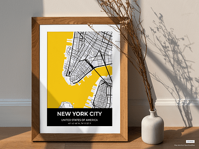 New York City Yellow Vector Map Design Mockup map visualization