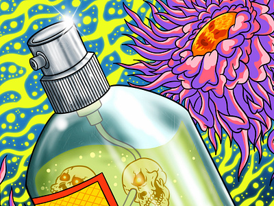 Eau De Parfum alipstudio artwork bottle colorful cover art cover design cover illustration digital art flowers fragrant graphic design illustration opentowork parfum poster design shining spray bottle