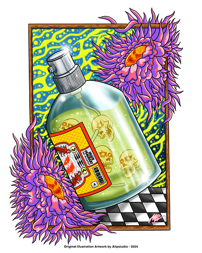 Eau De Parfum alipstudio artwork bottle colorful cover art cover design cover illustration digital art flowers fragrant graphic design illustration opentowork parfum poster design shining spray bottle