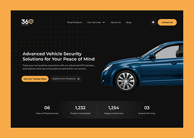 Landing Page Hero Section automobile autosecurity website branding car website dark themed website darkmode ui design illustration landing page ui ui uiux ux website