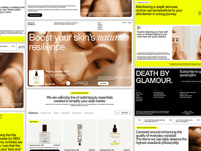 Death by Glamour - Skincare collection landing page ✨ beauty care face face care glamour healthcare landing page lip care luxury makeup natural oww skin skincare treatment ui ux web design website