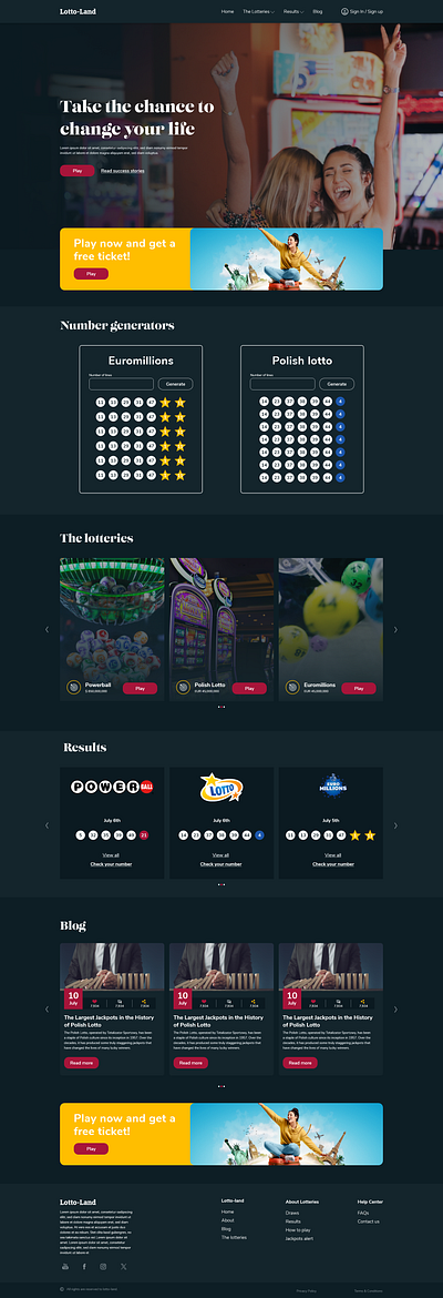 Homepage UI Design for Lottery Business adobe xd complete homepage design high fidelity home page design home page ui homepage illustration landing page ui xd