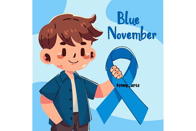 Illustration for Prostate Cancer Awareness Month awareness blue brother campaign cancer diagnosis disease education father health healthcare hope men month movement november prevention prostate ribbon son