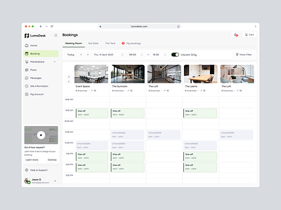 Meeting Room Booking - Workspace Platform admin booking bookingsystem coworking coworkingspace dashboard design designthinking interfacedesign lumodesk memberplatform platform productdesign space ui userexperience ux uxdesign web webapp