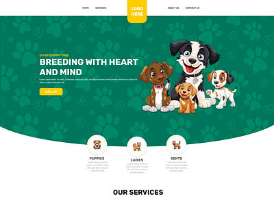 Homepage UI Design for Pet Breeding & Puppy Sales complete homepage design high fidelity home page design home page ui homepage illustration landing page minimal pet shop ui