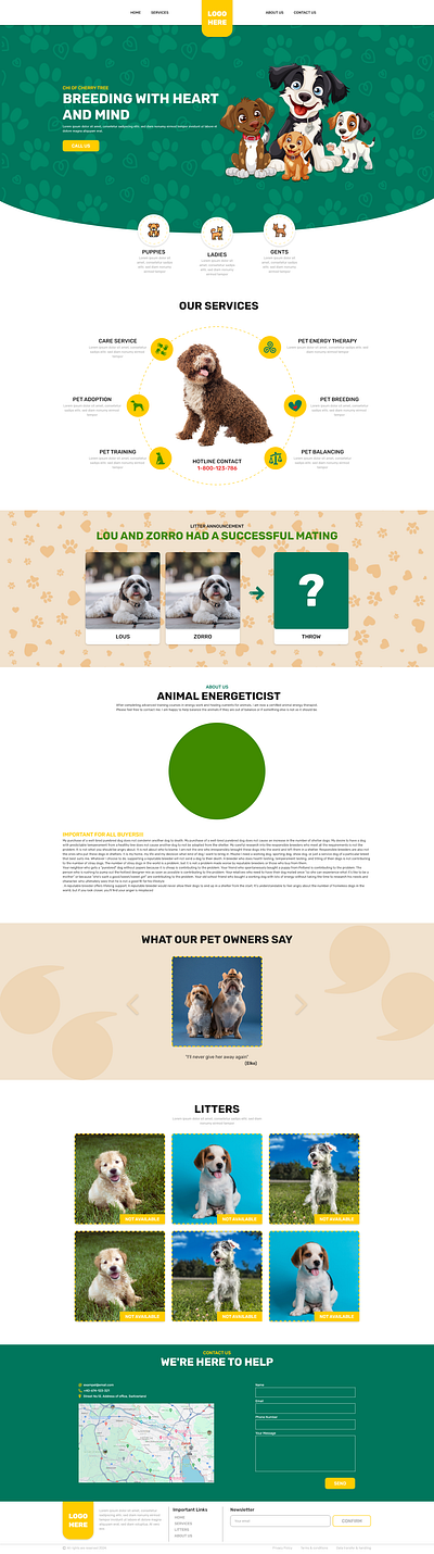 Homepage UI Design for Pet Breeding & Puppy Sales complete homepage design high fidelity home page design home page ui homepage illustration landing page minimal pet shop ui