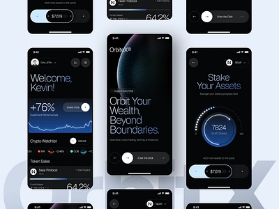 OrbitX - Crypto Web3 Mobile Apps app crypto dark finance homepage minimal mobile app on boarding ui uidesign uiux web app web design website