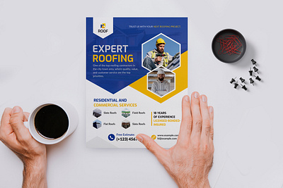 Roofing Flyer Template branding clean corporate creative design flyer flyer design marketing modern professional roof roof repair flyer roofing roofing advertisement flyer roofing contractor flyer roofing expert roofing flyer roofing marketing flyer roofing service