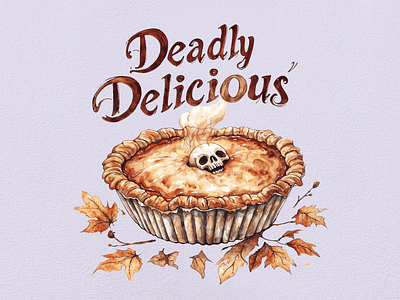 Deadly Delicious - Funny Halloween Clipart Series cake clipart clipart bundle clipart set cute design digital art food funny halloween illustration joke pie pun skeleton skull watercolor