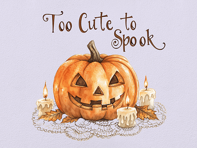 To Cute to Spook - Funny Halloween Clipart Series clipart clipart bundle clipart set cute design digital art funny ghost halloween illustration joke pumpkin pun watercolor