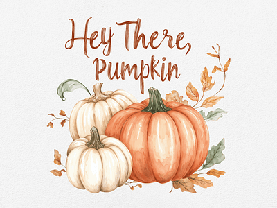 Hey There, Pumpkin - Funny Autumn Clipart Series autumn clipart clipart bundle clipart set cute design digital art fall funny illustration joke pumpkin pun season watercolor