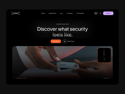 Ledger Website Design bloom clean crypto wallet dark dark mode dark website ecommerce footer header landing page ledger modern product design product page simple ui web web design website website design