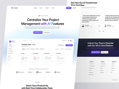 Uxerplan - Landing Page ai animation artificial intelligence b2b barly dashboard design graphic design landing page motion graphics pricing page project management saas ui ui design ux uxerflow web web design website