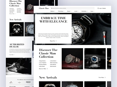 Landing Page - Classic Man authorized watch dealer automatic watches collector guide leather bands limited editions luxury timepieces luxury watches online watch pre owned watches premium watch rare watches renowned watchmakers smart watches vintage watch watch accessories watch auctions watch collection watch dealer watchmaking guides web design