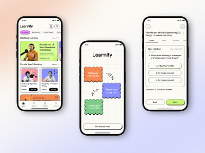 E-Learning Mobile App Design | Learnify android appilaction e learning platform educational technology ios leaderboard learning course learning platform mentor mobile app design online education podcast study ui virtual classroom workshop