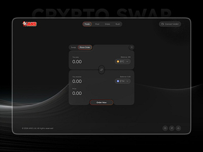 Crypto Swap Dashboard place order