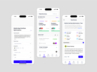 Task Management & Task Details add tasks screen all tasks screen app ui design app uii app ux design task management app ui task manager task summary screen tasks history screen