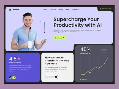 Quadro Ai Task Management Website ai figma design task management ui ux web design