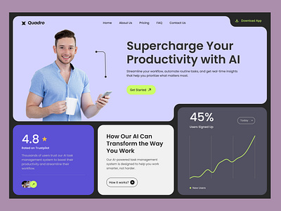 Quadro Ai Task Management Website ai figma design task management ui ux web design