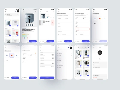 "Electric Shop" Home Screen, Product Details, Cart, etc... address alif app brand cart commerce design e ecommerce electric from graphic design modern product profile summury ui ui ux design ux website