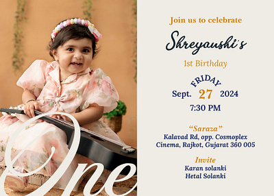 1st Birthday Invitation birthday card event invitation invite party invitation type