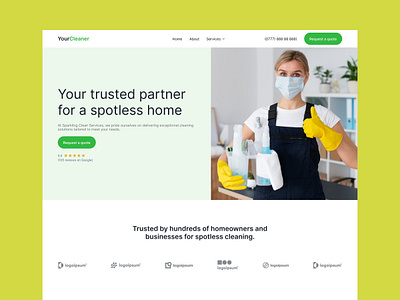 Cleaning Services - Landing Page ads design advertising branding cleaning services design graphic design illustration landing page light minimalist ui web web design