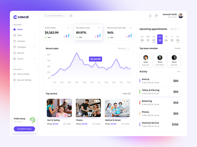 Service management dashboard clean dashboard designer interface management minimal product salon salon management service service management ui uiux design webapp website