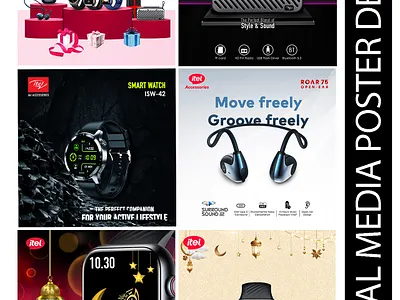Social Media Post Design brand design branding graphic design graphics design neckband poster product branding smart watch social media post design tws