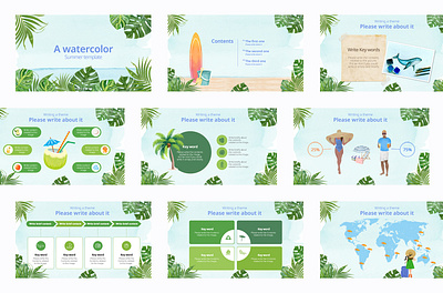 Watercolor PPT template powerpoint ppt summer summerppt tropical watercolor watercolor ppt template watercolorppt