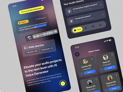 AI Voice Generator 3d ai app design branding graphic design mobile app motion graphics ui ux ui