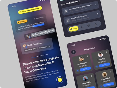 AI Voice Generator 3d ai app design branding graphic design mobile app motion graphics ui ux ui